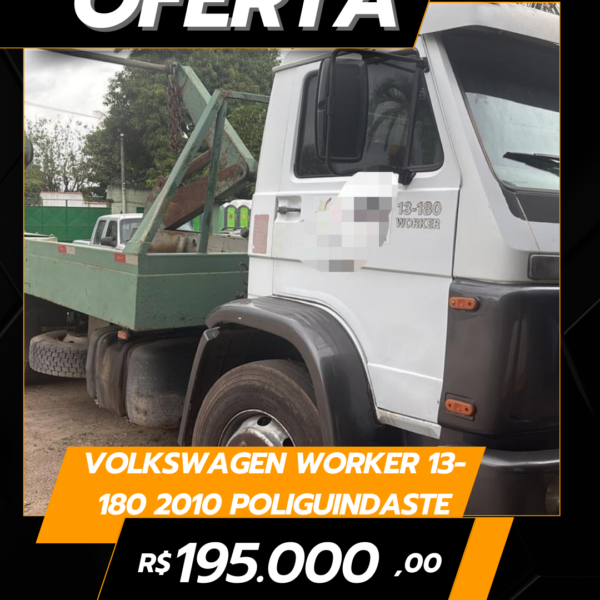 Volkswagen Worker 13-180 • 2010 • 4x2 Equipado com Poliguindaste Duplo Grimaldi • 2010