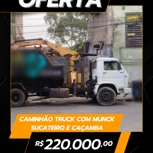 Caminhão Truck com Munck Sucateiro e Caçamba